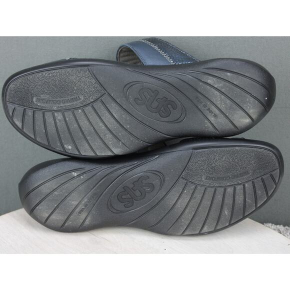 SAS Navy Leather Comfort Sandals Womens 9.5 Adjustable Straps - Picture 7 of 8